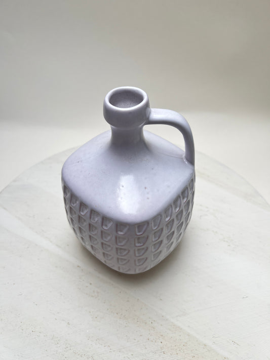 Vintage Karl Scheid Wächtersbach Ätna weiße Blumenvase Krugvase Modernist Objekt Op-Art Mid Century Keramik