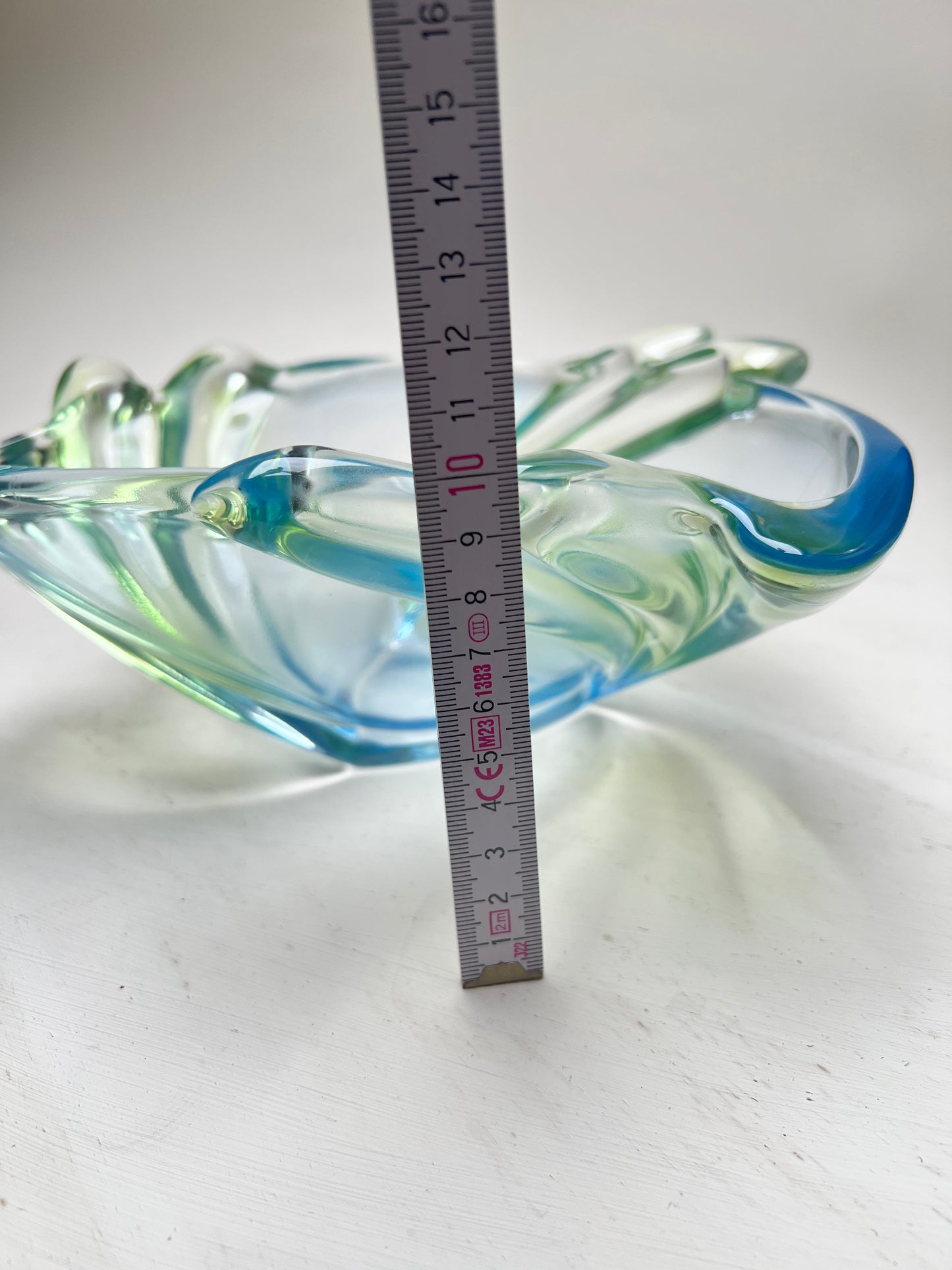 Vintage 60er Swirl Glasschale Pastell Hellblau Hellgrün Sommerso Walther