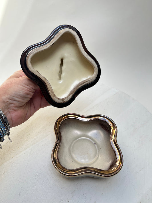 Vintage Jasba Keramik Schmuckdose Deckeldose Laufglasur West Germany Pottery Mid Century