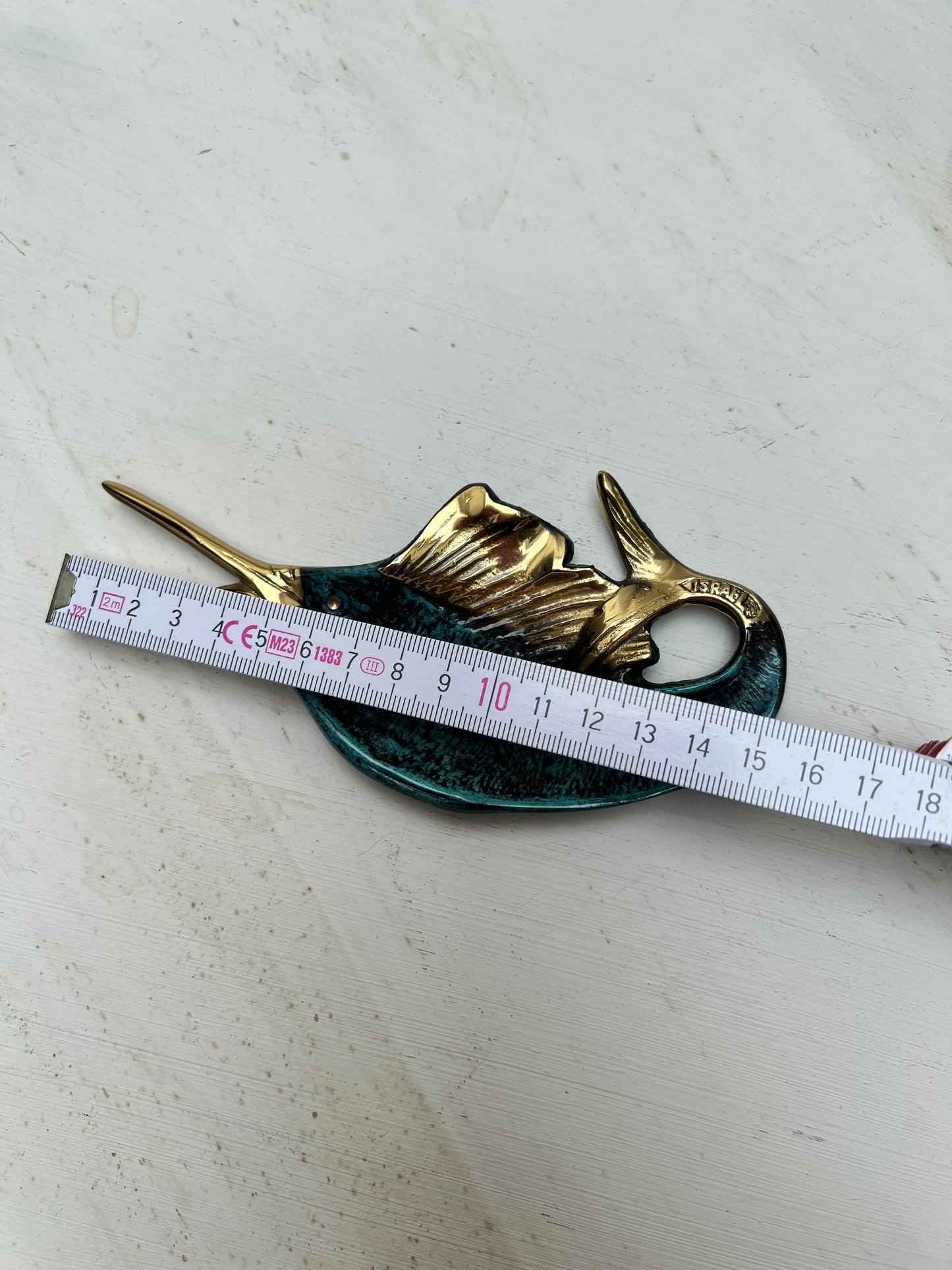 Vintage Messingschale Messingobjekt Schwertfisch Marlin Israel Kunsthandwerk Souvenir