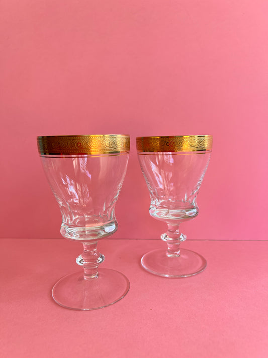 Theresienthal Weinglas Likörglas Kristallglas „Concorde“ – 24K Goldrand – Mintonborte – Vintage