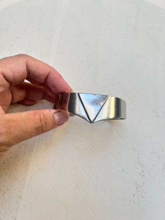 Vintage Modernist Arm Cuff Armreif silber Perlmutt Southwest Stil
