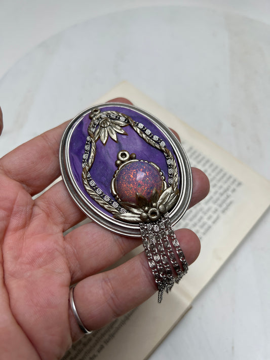 Vintage Art Deco Revival Brosche Whimsical Fairygoth Fairycore Whimsigoth Lila Schmuck