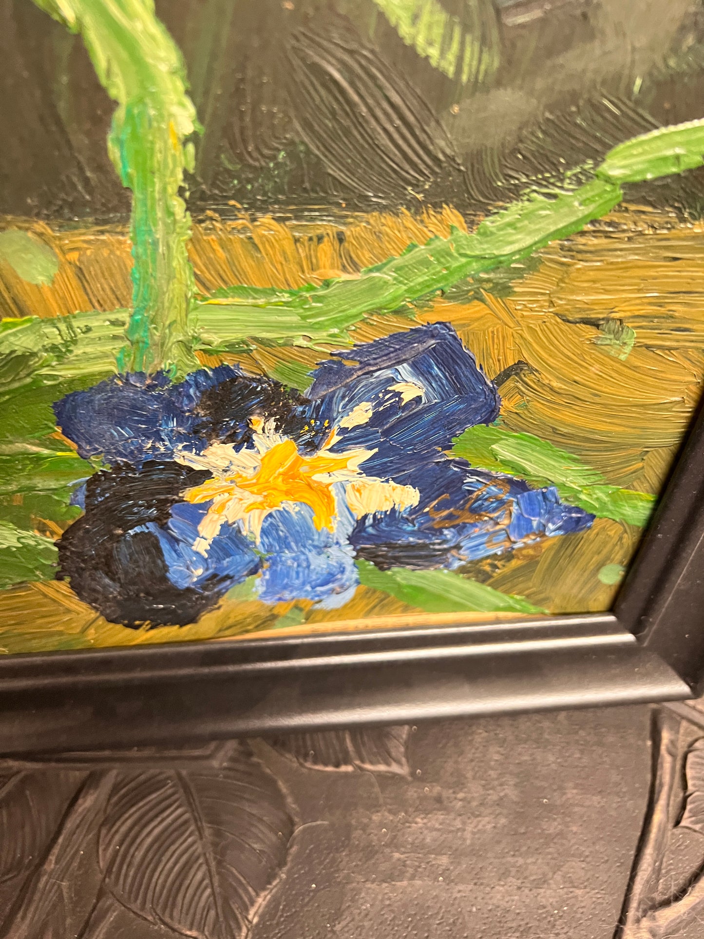 Vintage Ölgemälde Lilien Blumen Stilleben Spachteltechnik romantisch horizontal