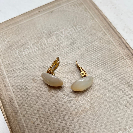 Vintage Hochzeitsschmuck Ohrclipse Clip on Perlmutt oval Ohrringe Brautschmuck