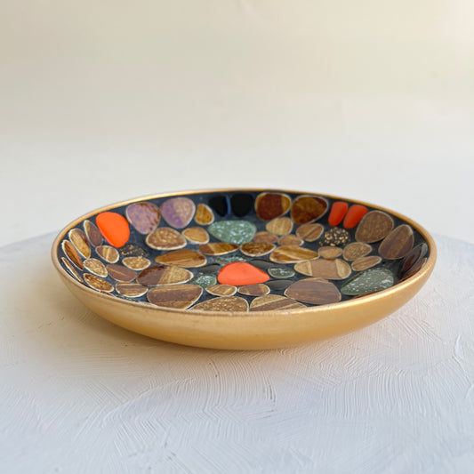 Vintage 70er Dekoschale Mid Century Pebbles-Art Mosaik Snack Schale