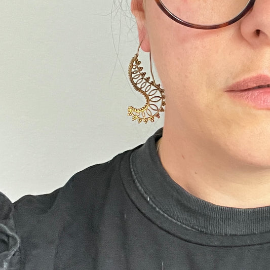 Filigrane Messing Ohrhänger im Ethno-/Boho-Stil – Paisley- & Mandala-Design
