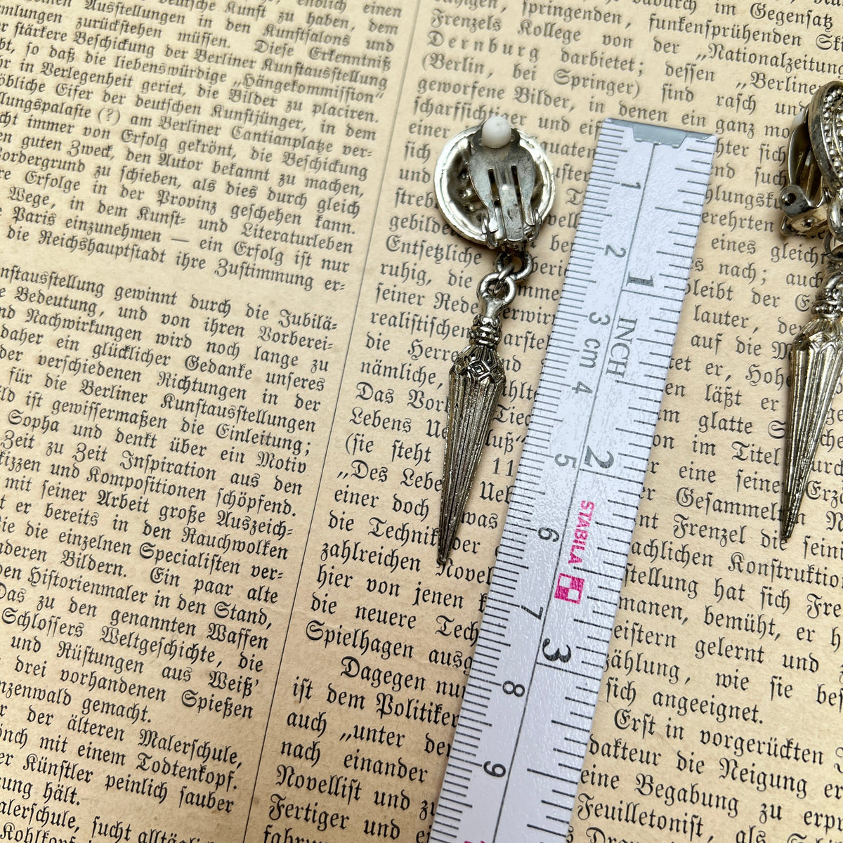 Vintage 90er New Gothic Revival Ohrclips silber