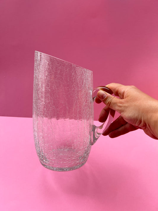 Vintage Craquelé Glaskrug Crackle Glass Pitcher Eiskristall Glaskanne