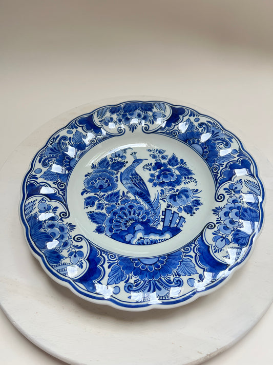 Royal Delft De Porceleyne Fles Wandteller Pfau Blau Weiß Holland Keramik Teller 29 cm
