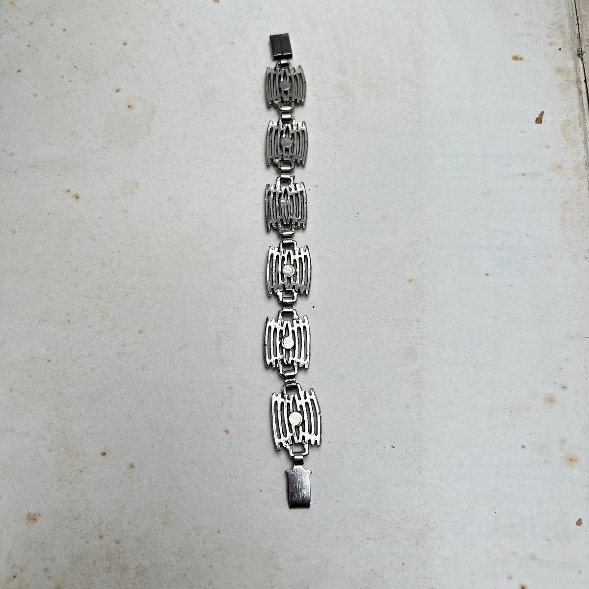 Vintage Brutalist Armband Bark Rinden Struktur silber 70er Jahre