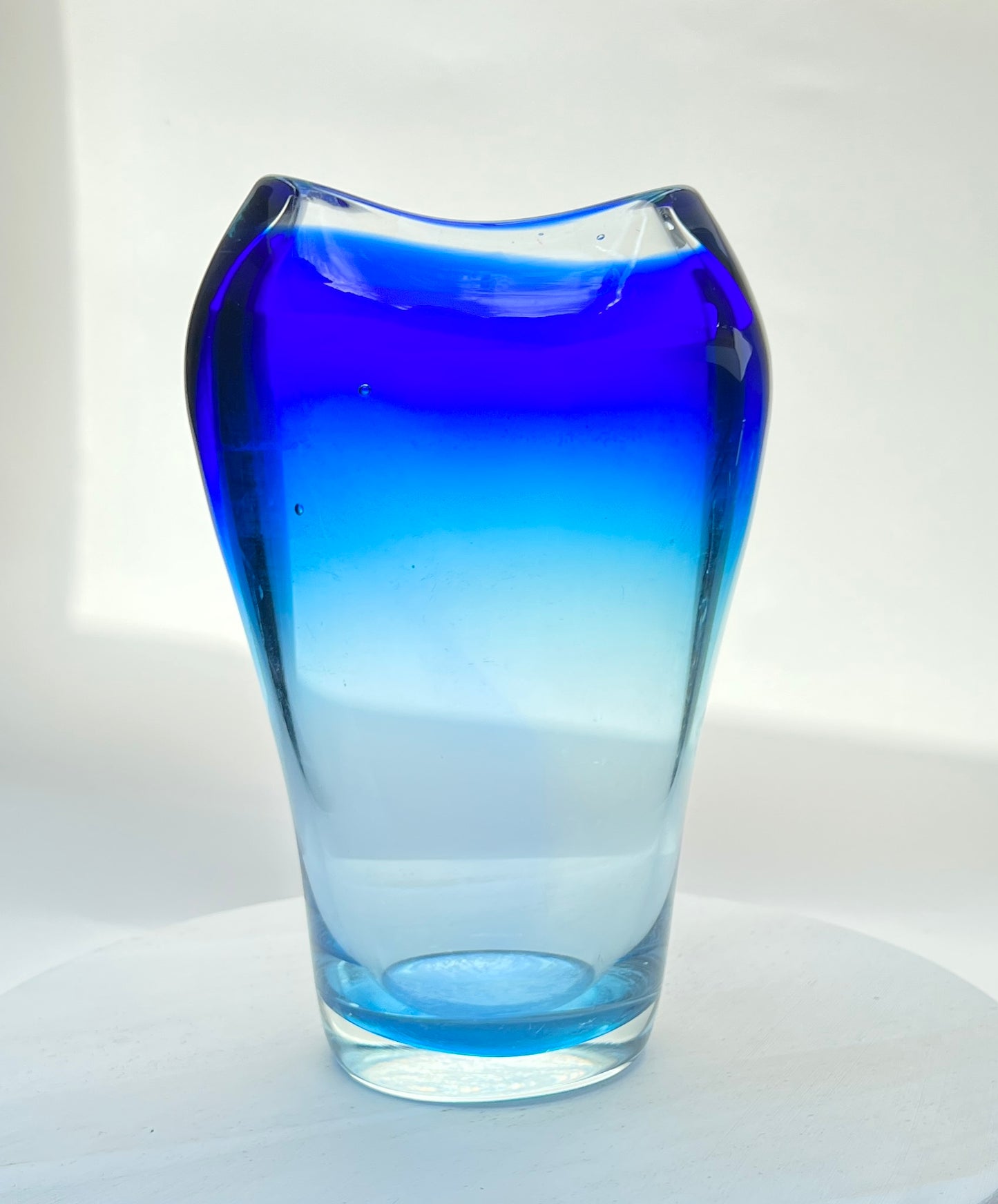 Große Vintage Glasvase Blau Farbverlauf 30 cm │ massive Studioglas Vase │ skandinavischer Stil │ Mid Century