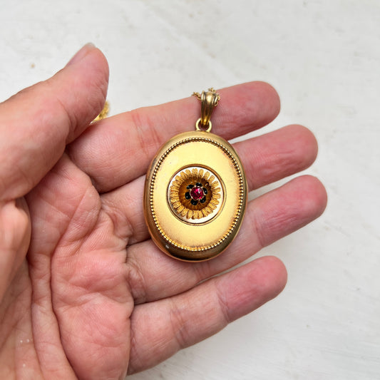 Viktorianischer Trauerschmuck Medaillon Anhänger Halskette Mourning Jewelry gold Haarlocke