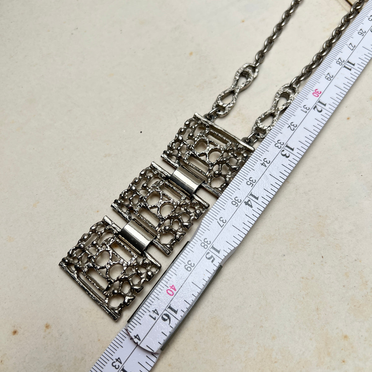 Vintage Brutaismus Halskette silber Skandinavien Wearable Art Stil