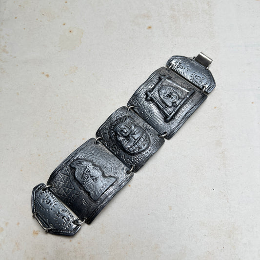 Vintage Panel Armband Zinn Peruanisch präkolumbianisch Ethno indigener Schmuck Südamerika