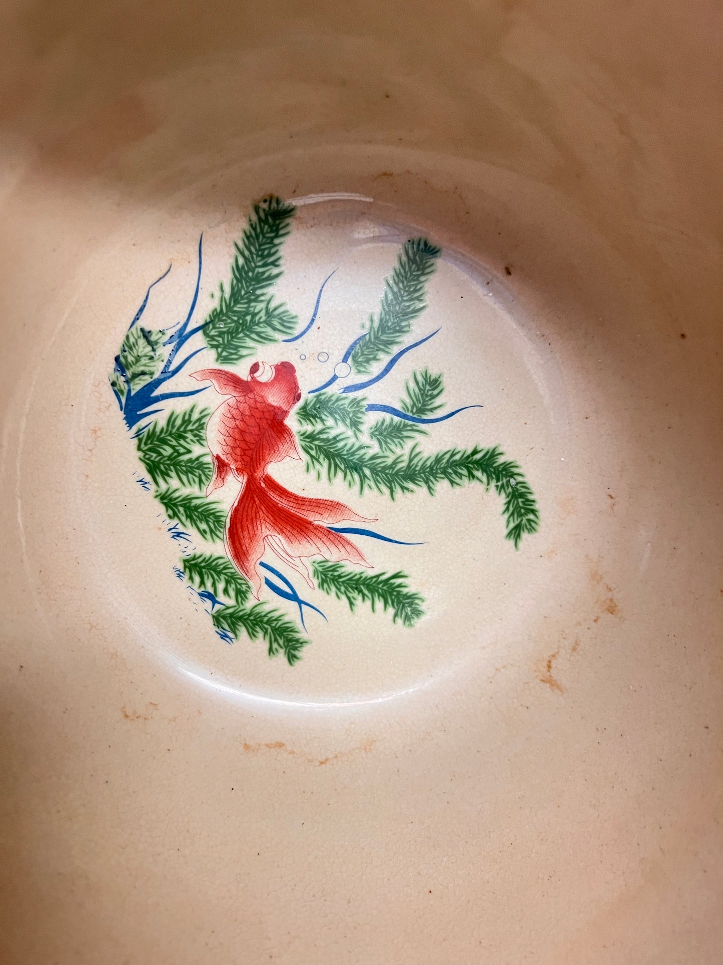 Vintage Satsuma Cachepot / Blumentopf Übertopf mit Pfauenmotiv – handbemalte Asiatische Keramik