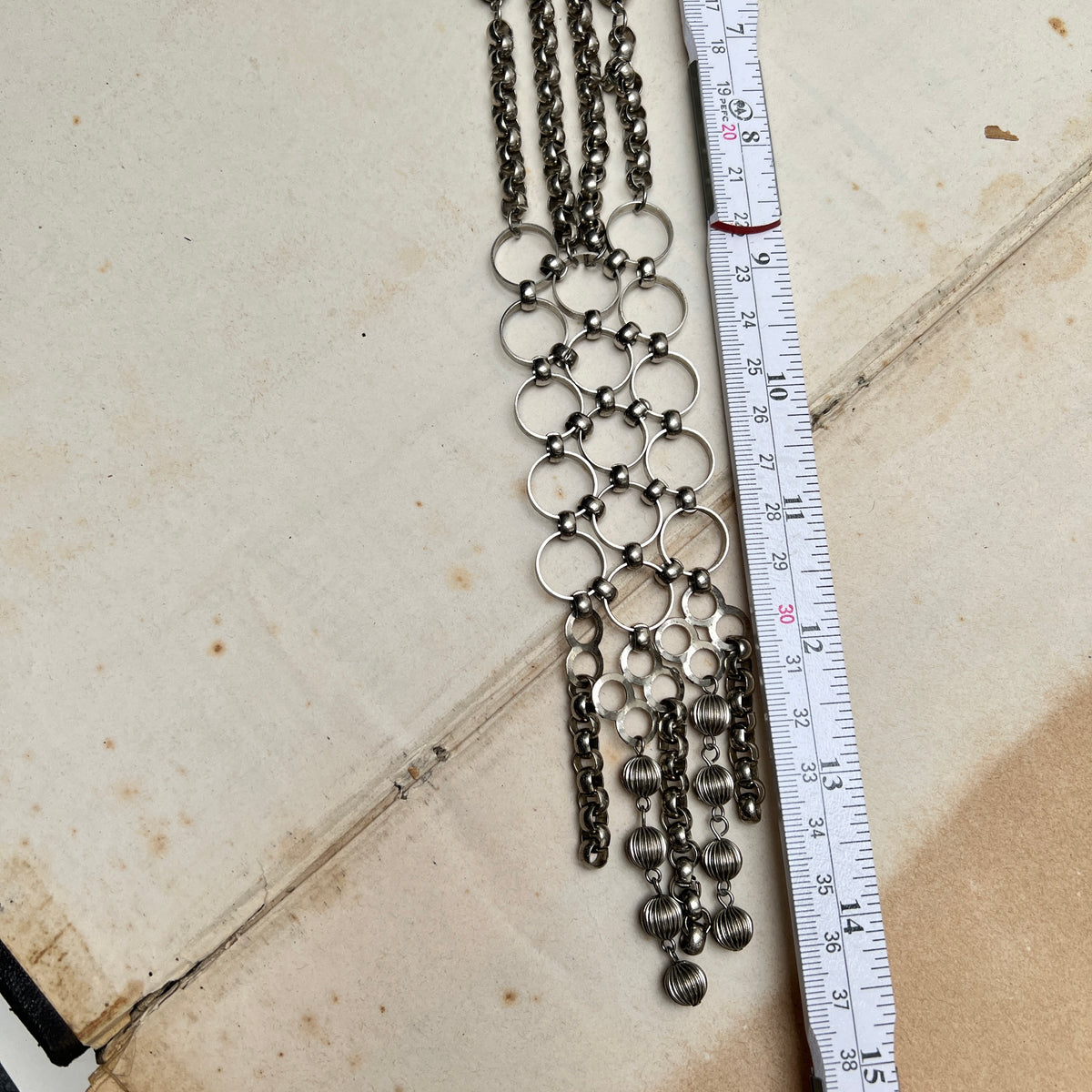 Vintage Space Age Maille Y-Halskette Kettenhemd Optik