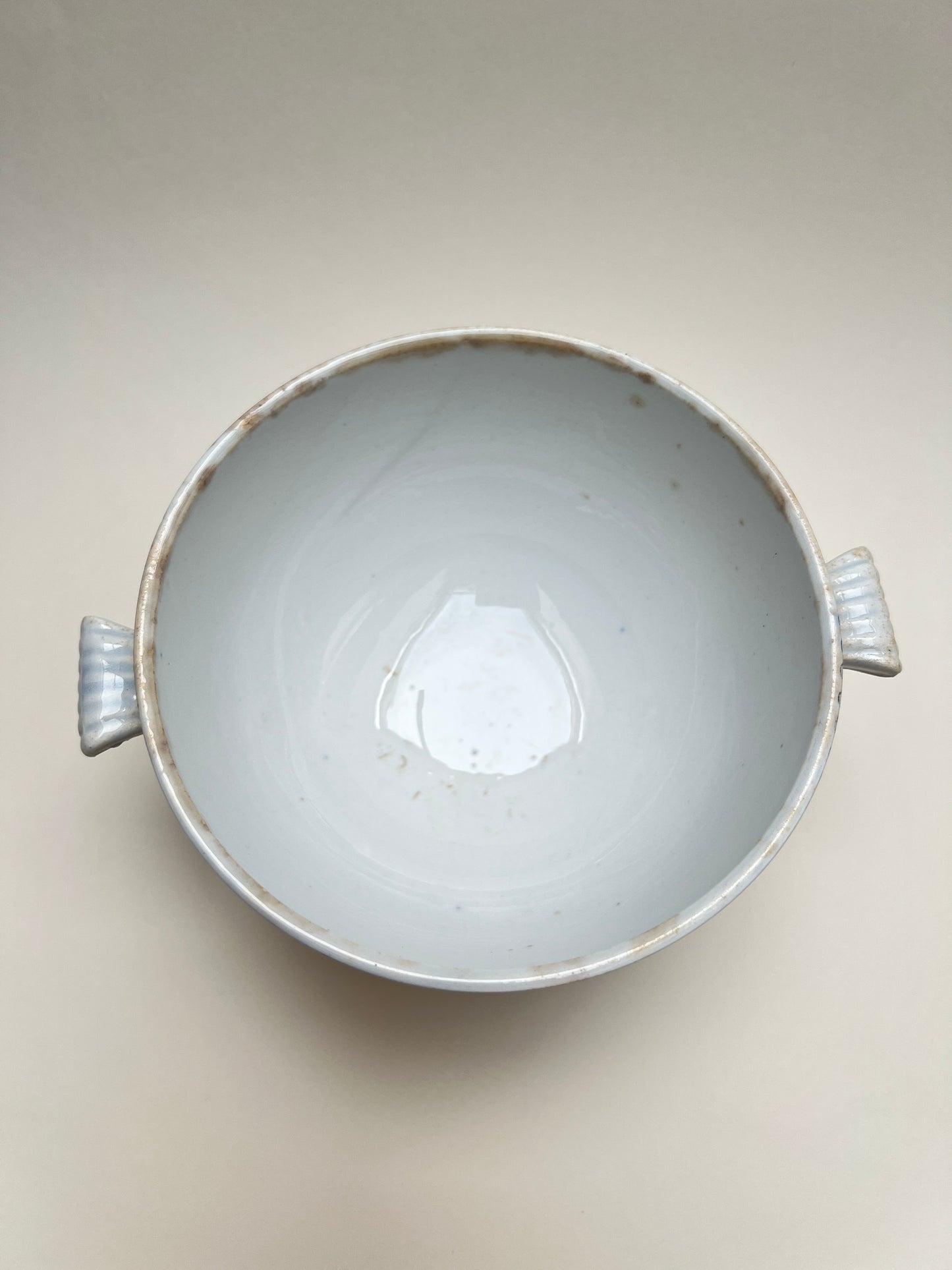 Antike U&C Sarreguemines Passe Temps Suppenterrine Écuelle französisches Steingut Terre de Fer Fayence Faience