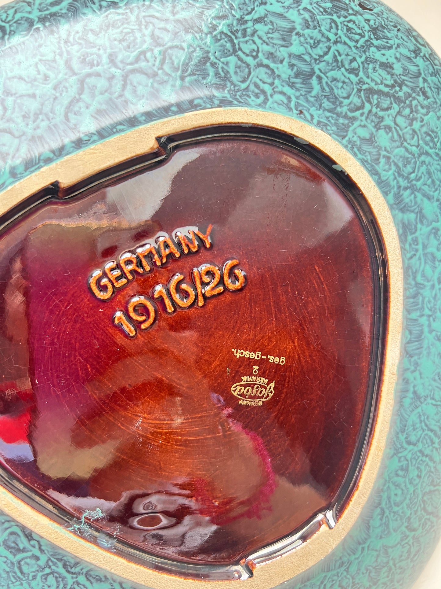 Vintage Jasba Keramik Teller türkis gold west germany pottery wgp mid century