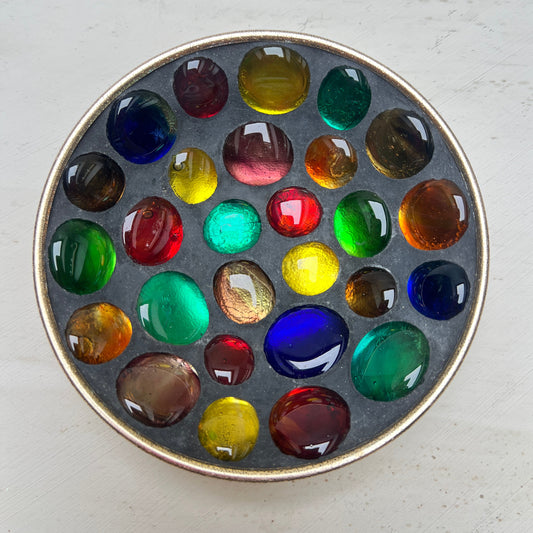 Vintage Mosaik Snack Schale Teller Styson Japan Dekoschale Mid Century Kieselstein Gold