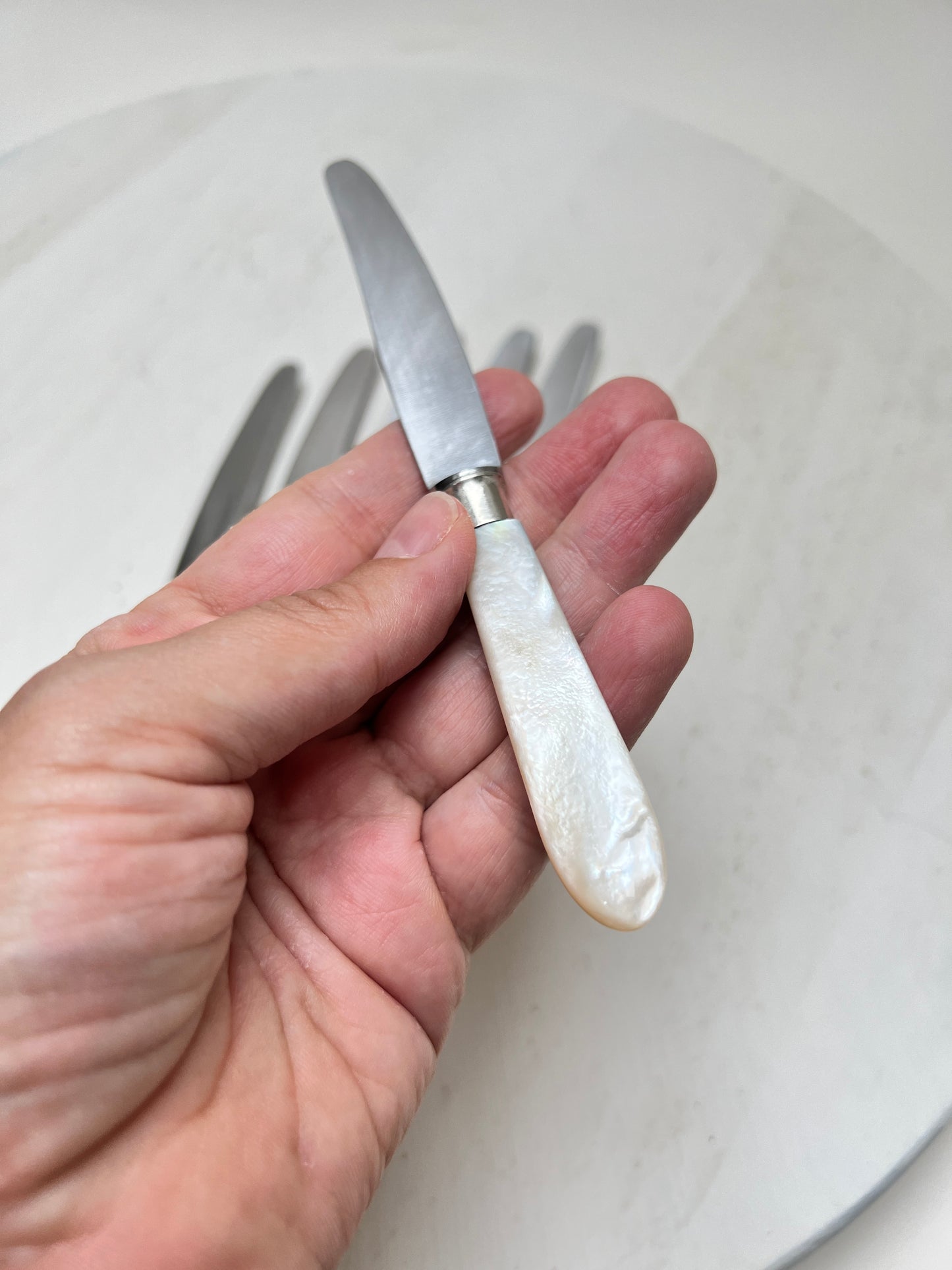 6er-Set Vintage Frühstücksmesser Buttermesser Obst-/Dessertmesser Auerswald Perlmutt-Optik