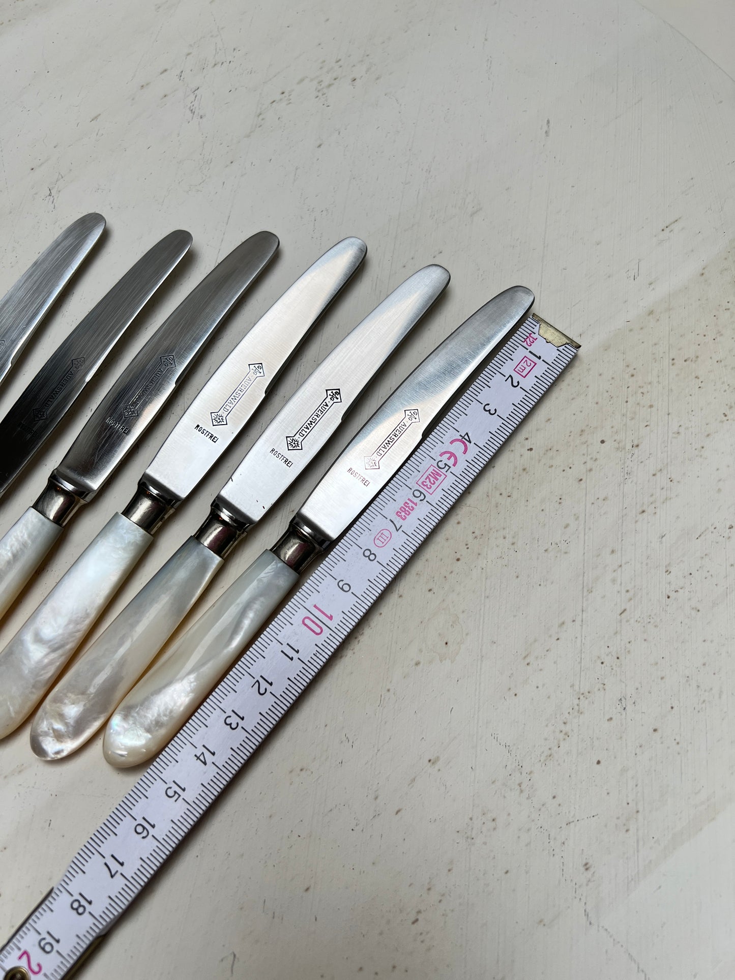 6er-Set Vintage Frühstücksmesser Buttermesser Obst-/Dessertmesser Auerswald Perlmutt-Optik