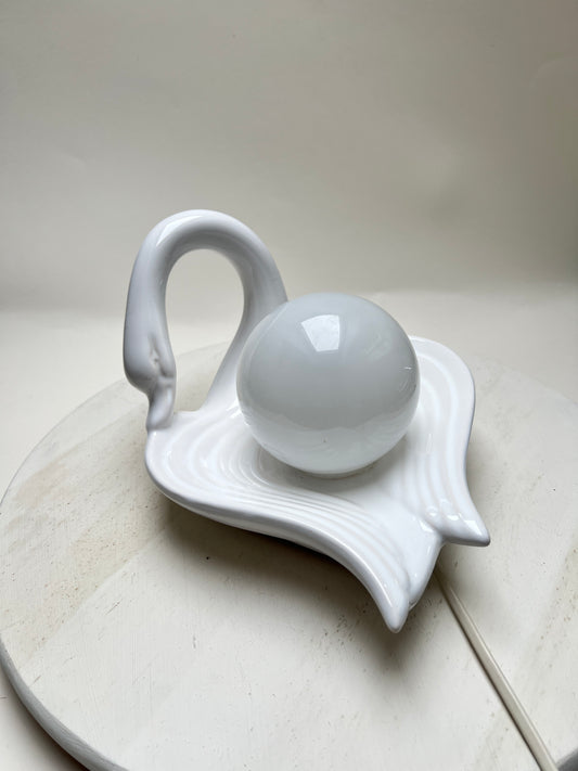 Vintage Keramik Schwan Tischlampe Tischleuchte Hollywood Regency italienisches Design Mid Century