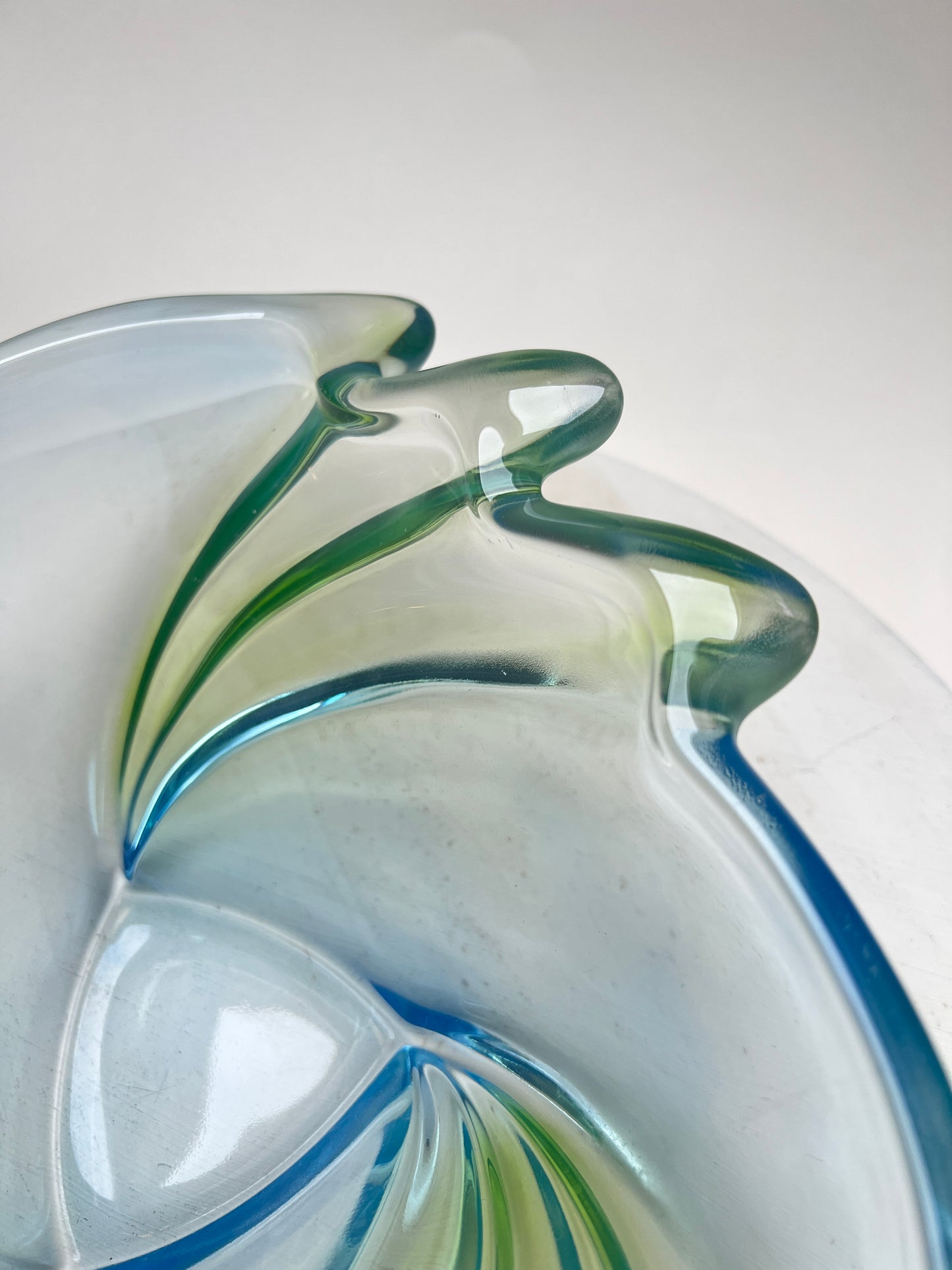 Vintage 60er Swirl Glasschale Pastell Hellblau Hellgrün Sommerso Walther