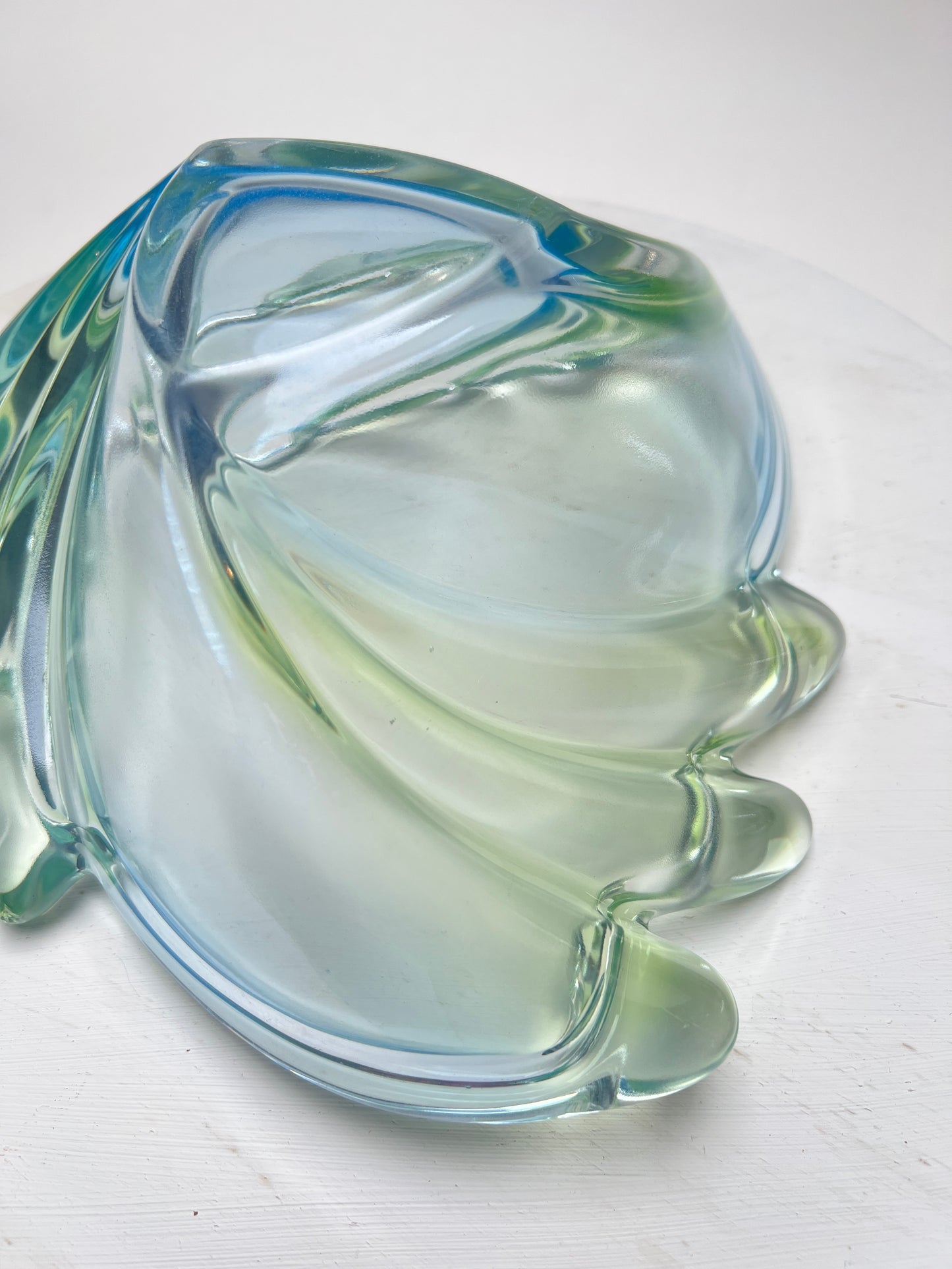 Vintage 60er Swirl Glasschale Pastell Hellblau Hellgrün Sommerso Walther
