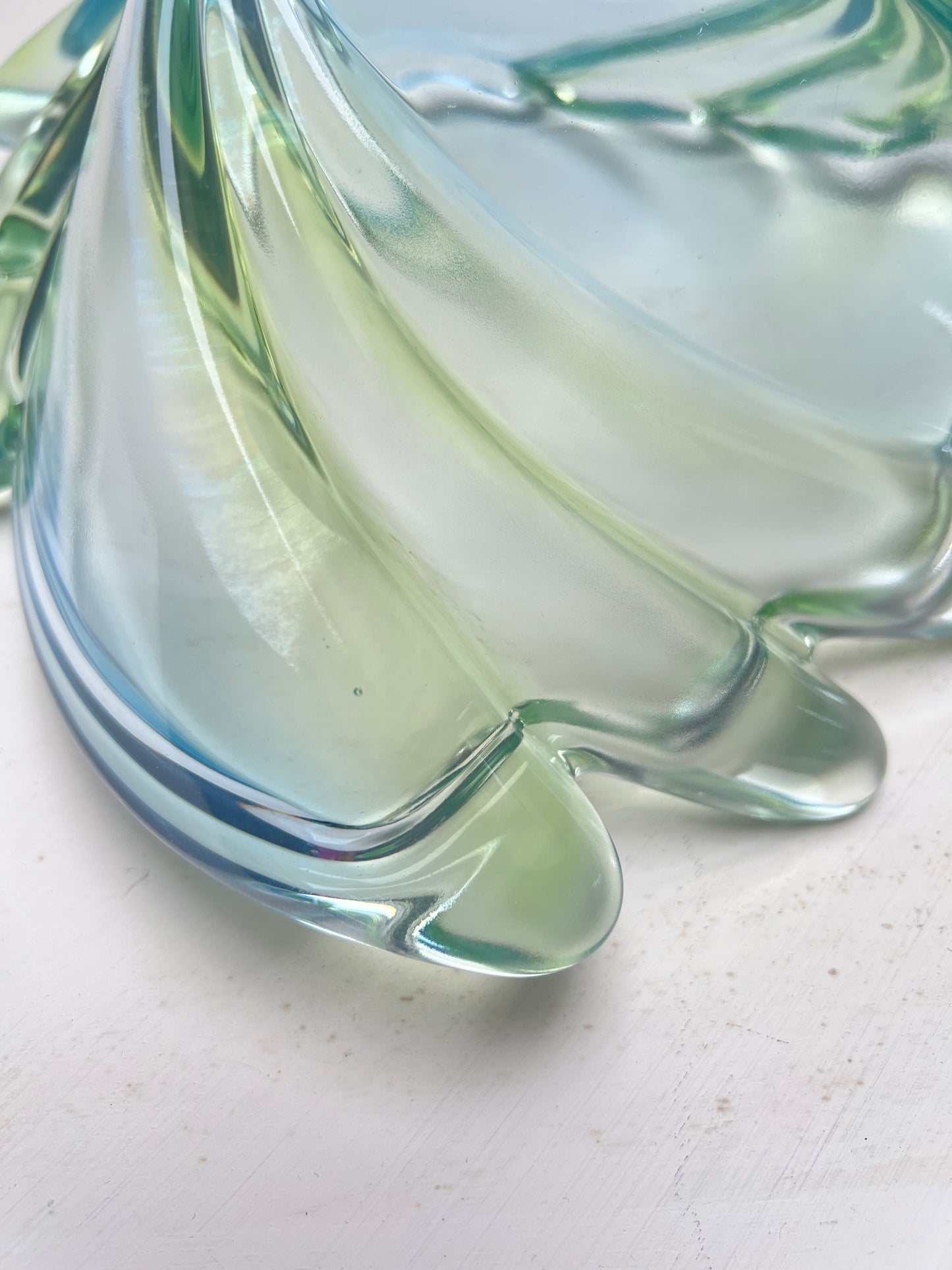 Vintage 60er Swirl Glasschale Pastell Hellblau Hellgrün Sommerso Walther