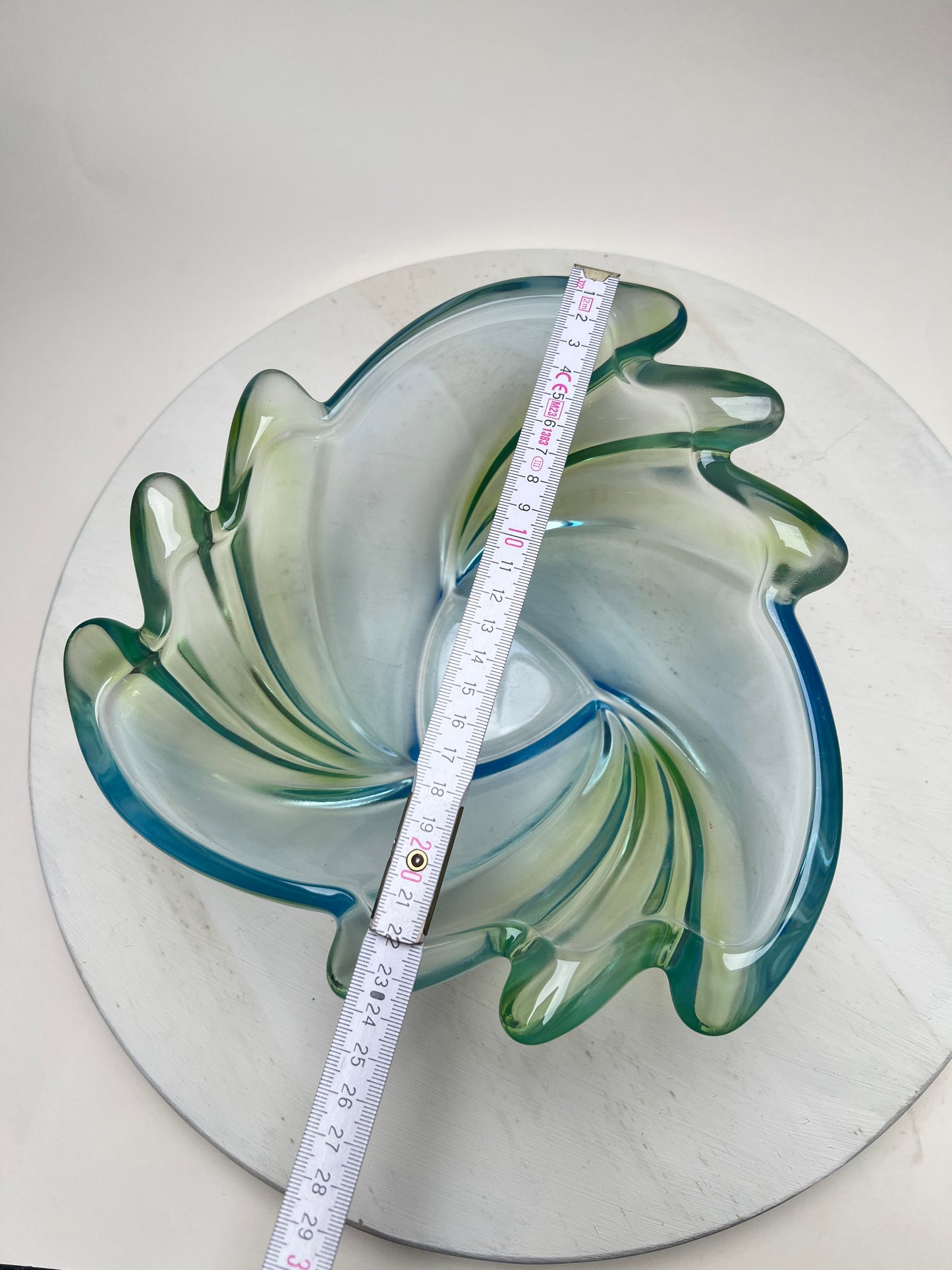 Vintage 60er Swirl Glasschale Pastell Hellblau Hellgrün Sommerso Walther