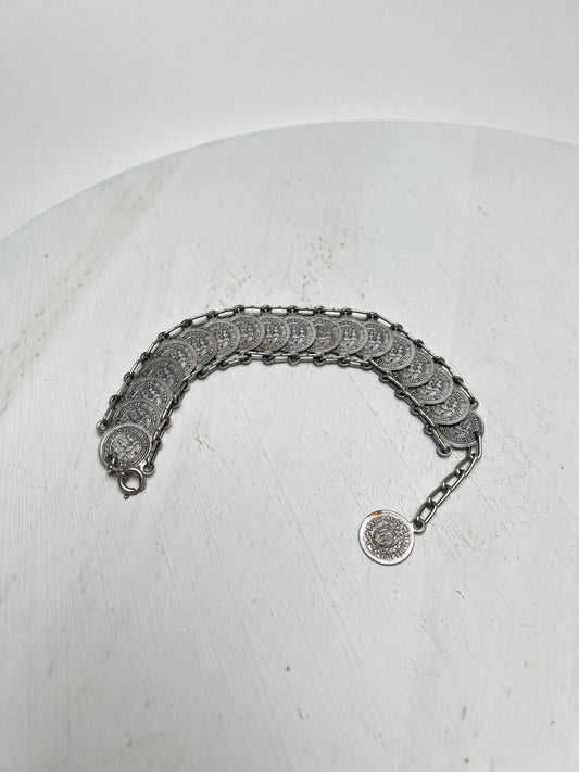 Vintage silbernes Münzarmband San Marino Souvenir Schmuck Gliederarmband alt 50er Jahre