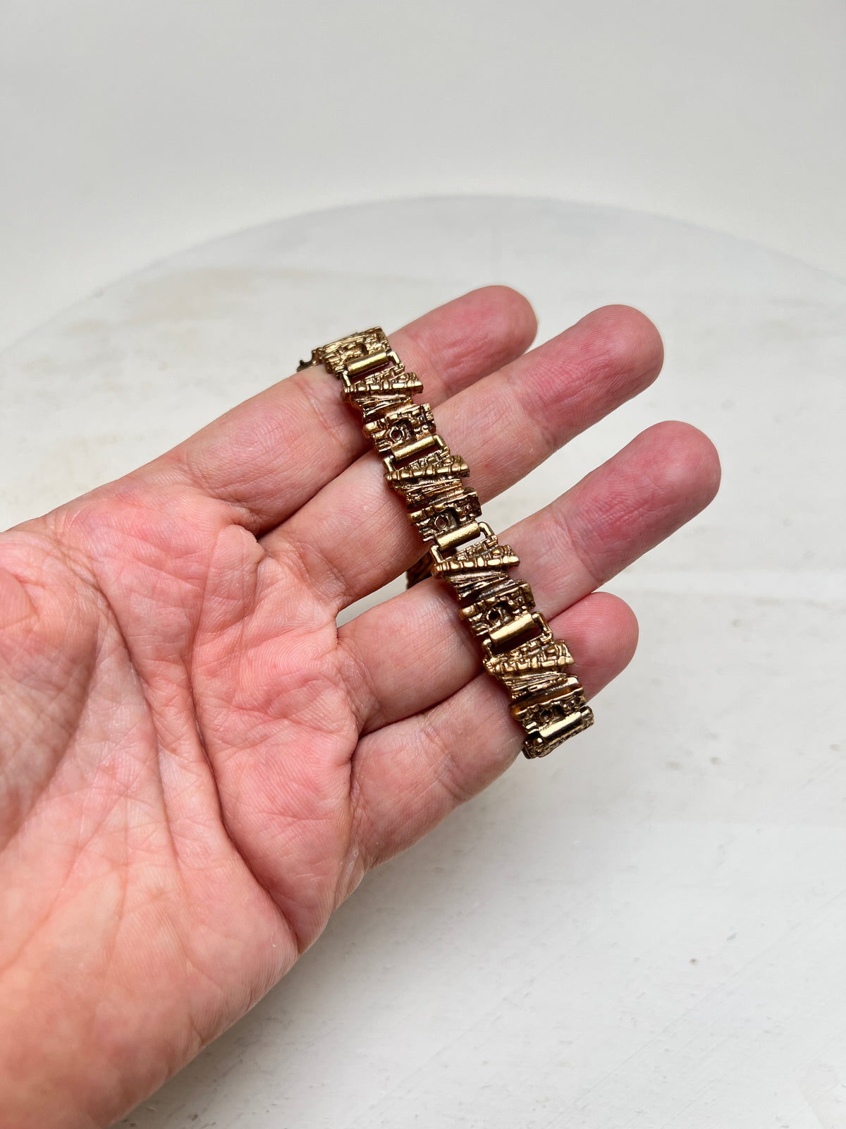 Vintage Pentti Sarpaneva Bronze Armband „Kelo“ Finnland Brutalismus Borken Design