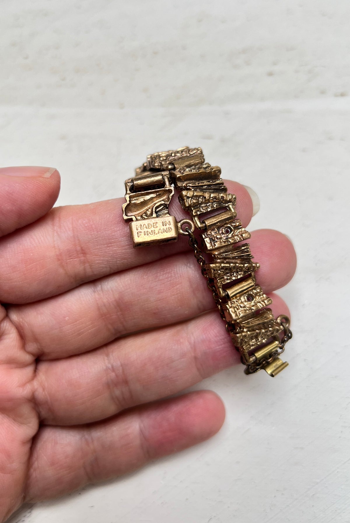 Vintage Pentti Sarpaneva Bronze Armband „Kelo“ Finnland Brutalismus Borken Design