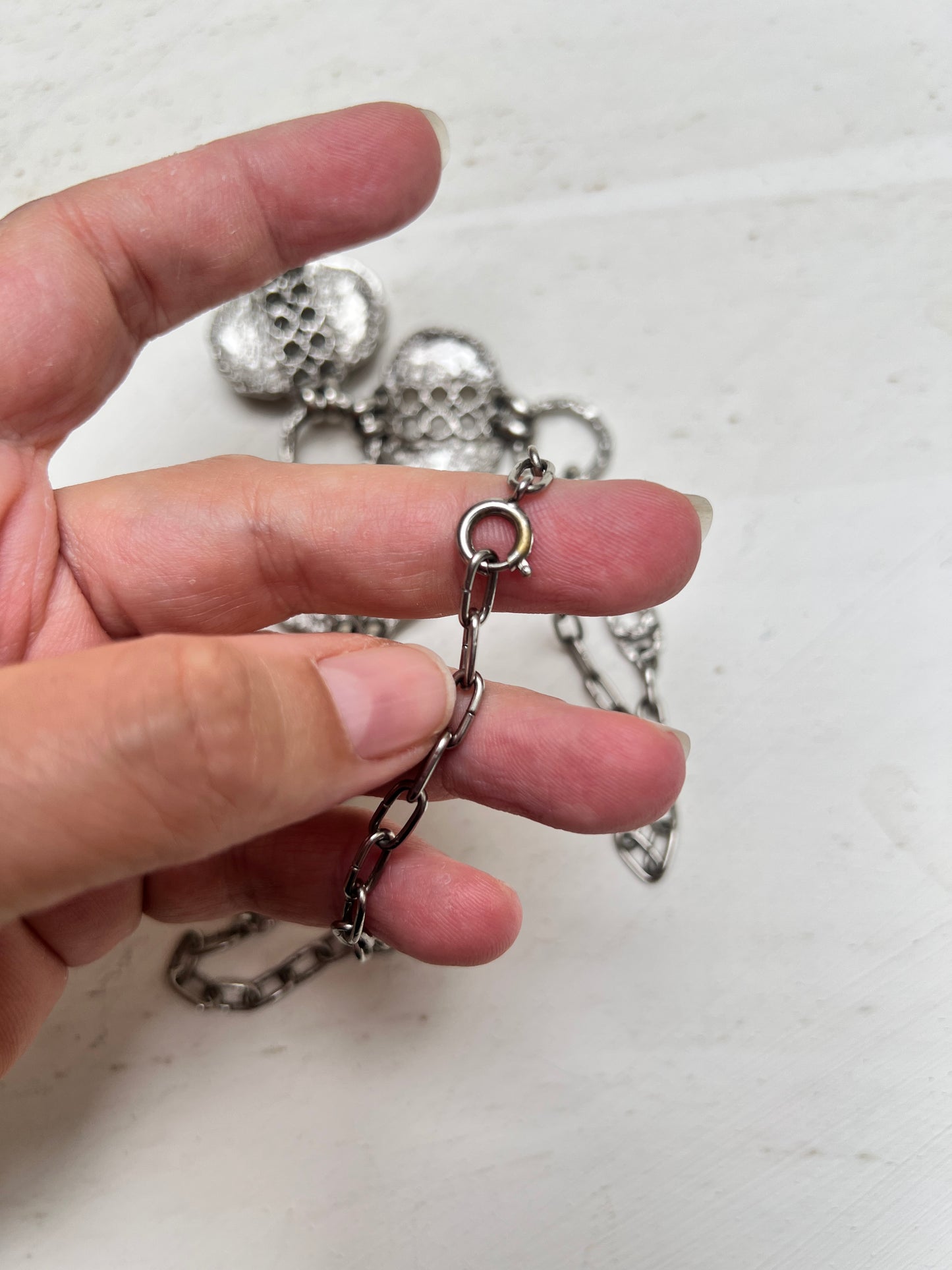 Silberne Vintage Brutalist Finnisch Modernist Y-Kette