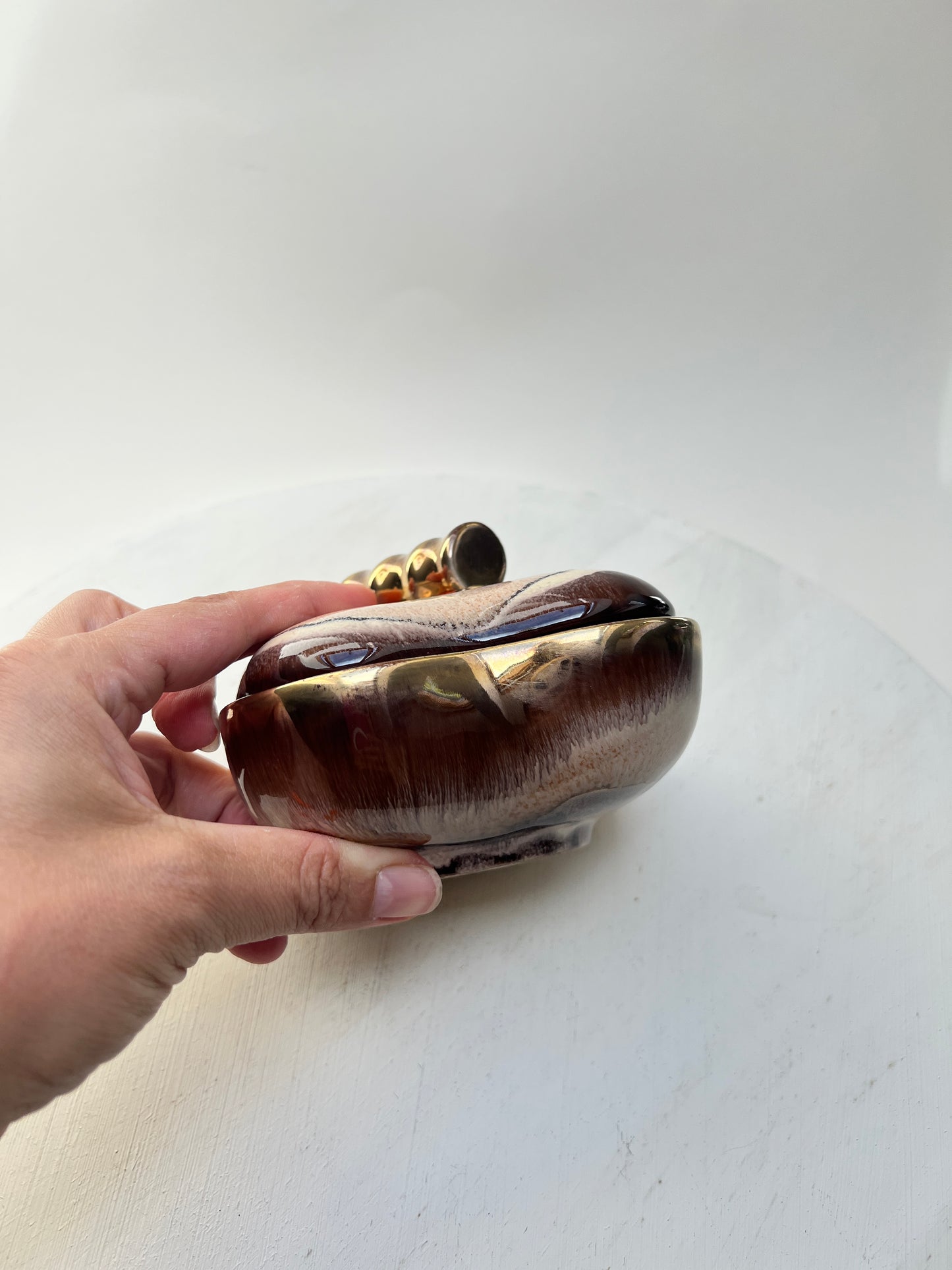 Vintage Jasba Keramik Schmuckdose Deckeldose Laufglasur West Germany Pottery Mid Century