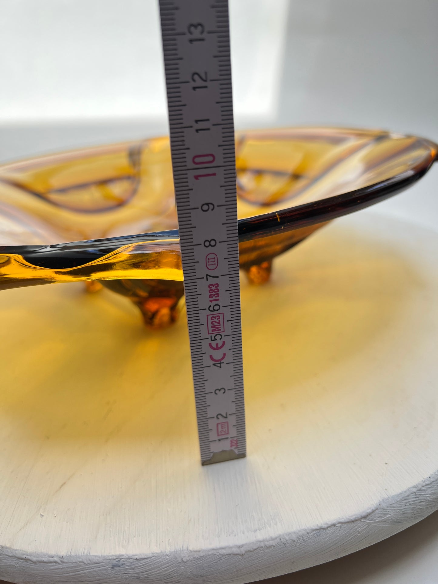 Vintage Walther & Söhne Pressglas Bernsteinglas Amber Glas Schale Art Deco 30cm