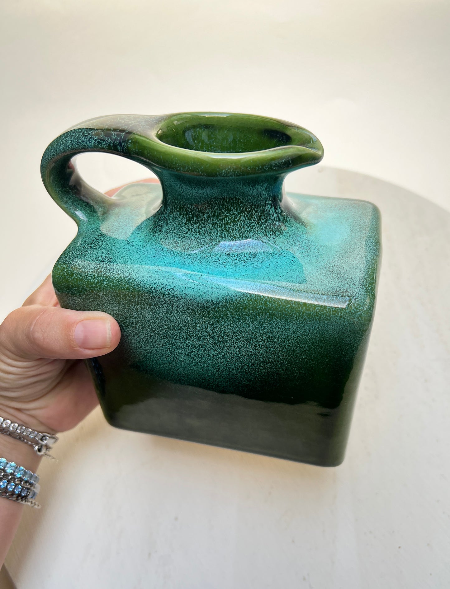WPG Fat Lava West German Pottery Vase grün Jopeko Gräflich Ortenburgsche Keramik Blumenvase Mid century Dekor
