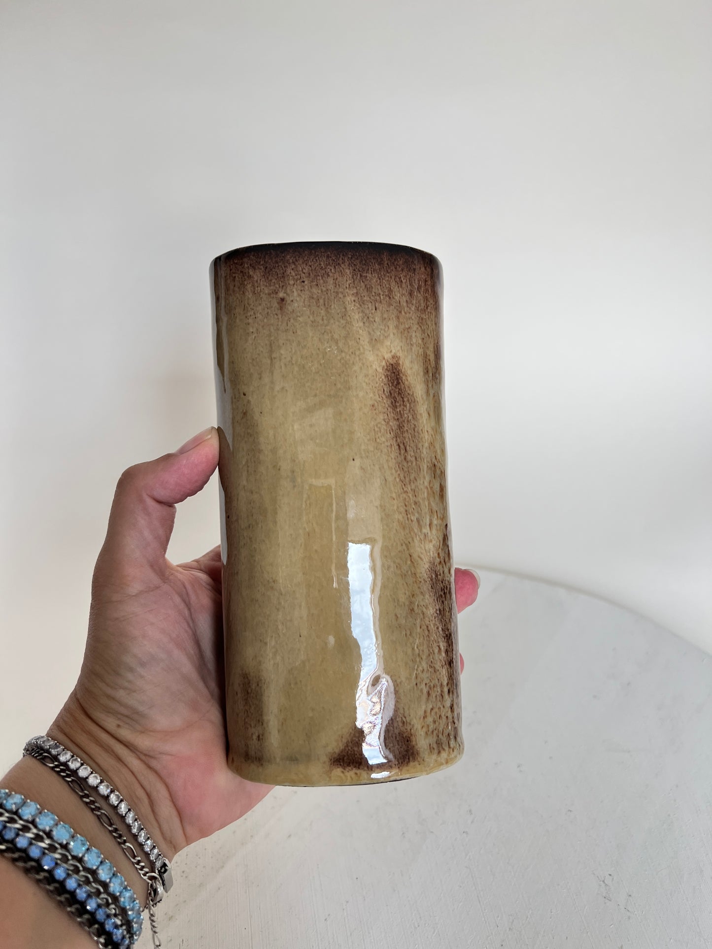Vintage Kleine braune Vase Schmetterling Blumenvase West German Pottery Keramik