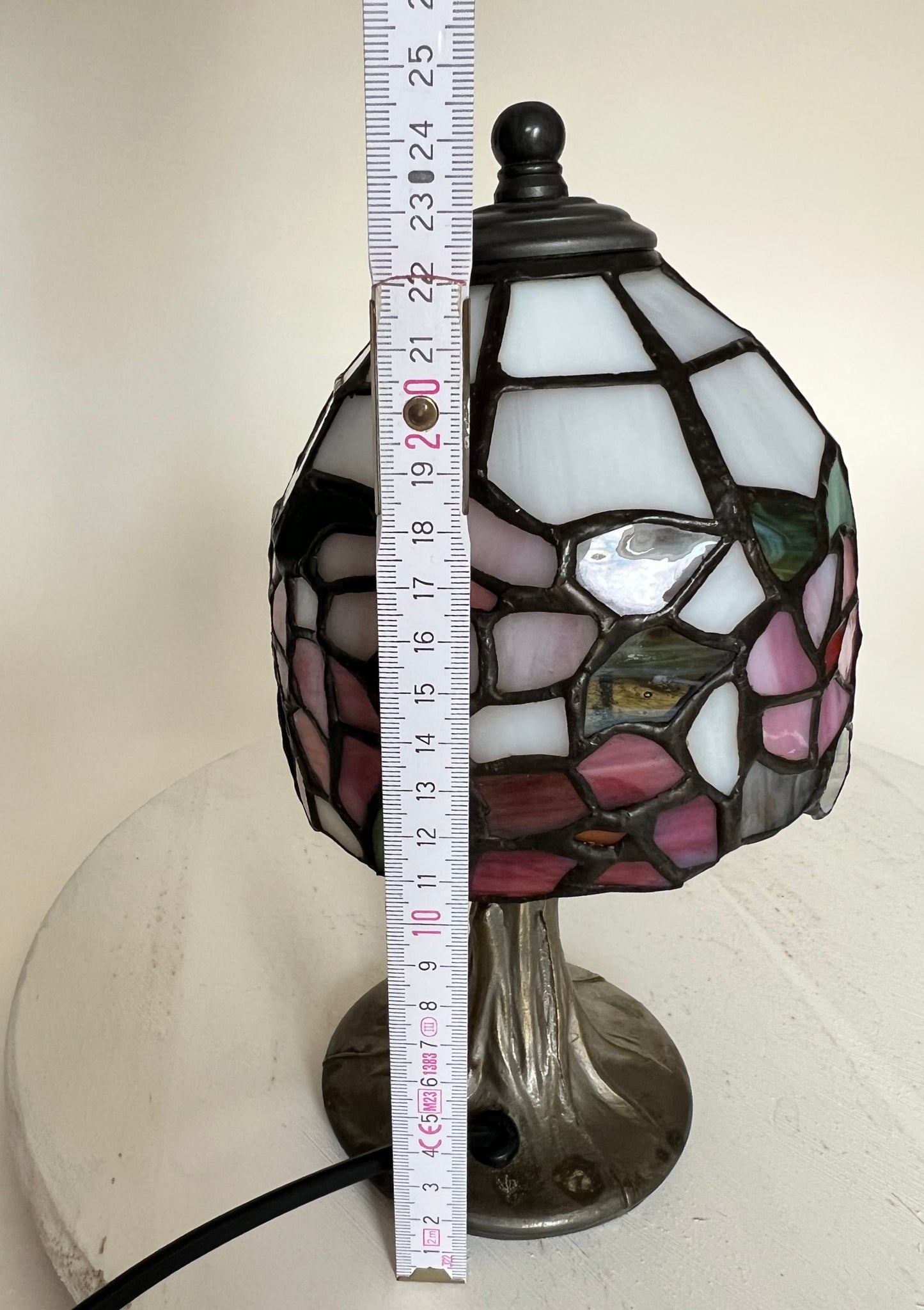 Kleine Vintage Tiffany Stil Tischlampe Buntglas Bleiglas Jugendstil Honsel