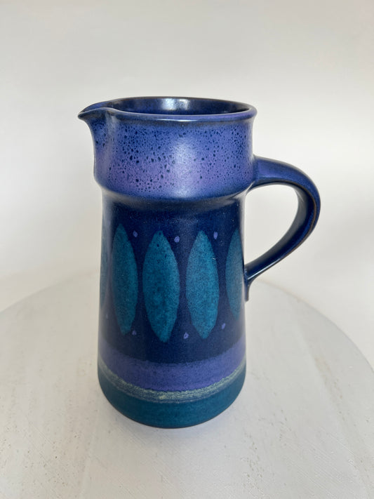 Vintage 70er KMK Kupfermühle Keramik Kanne Vase Krug Karaffe blau