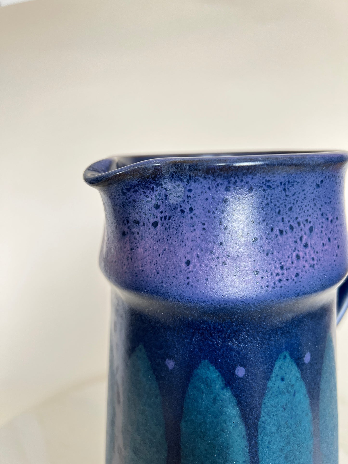Vintage 70er KMK Kupfermühle Keramik Kanne Vase Krug Karaffe blau