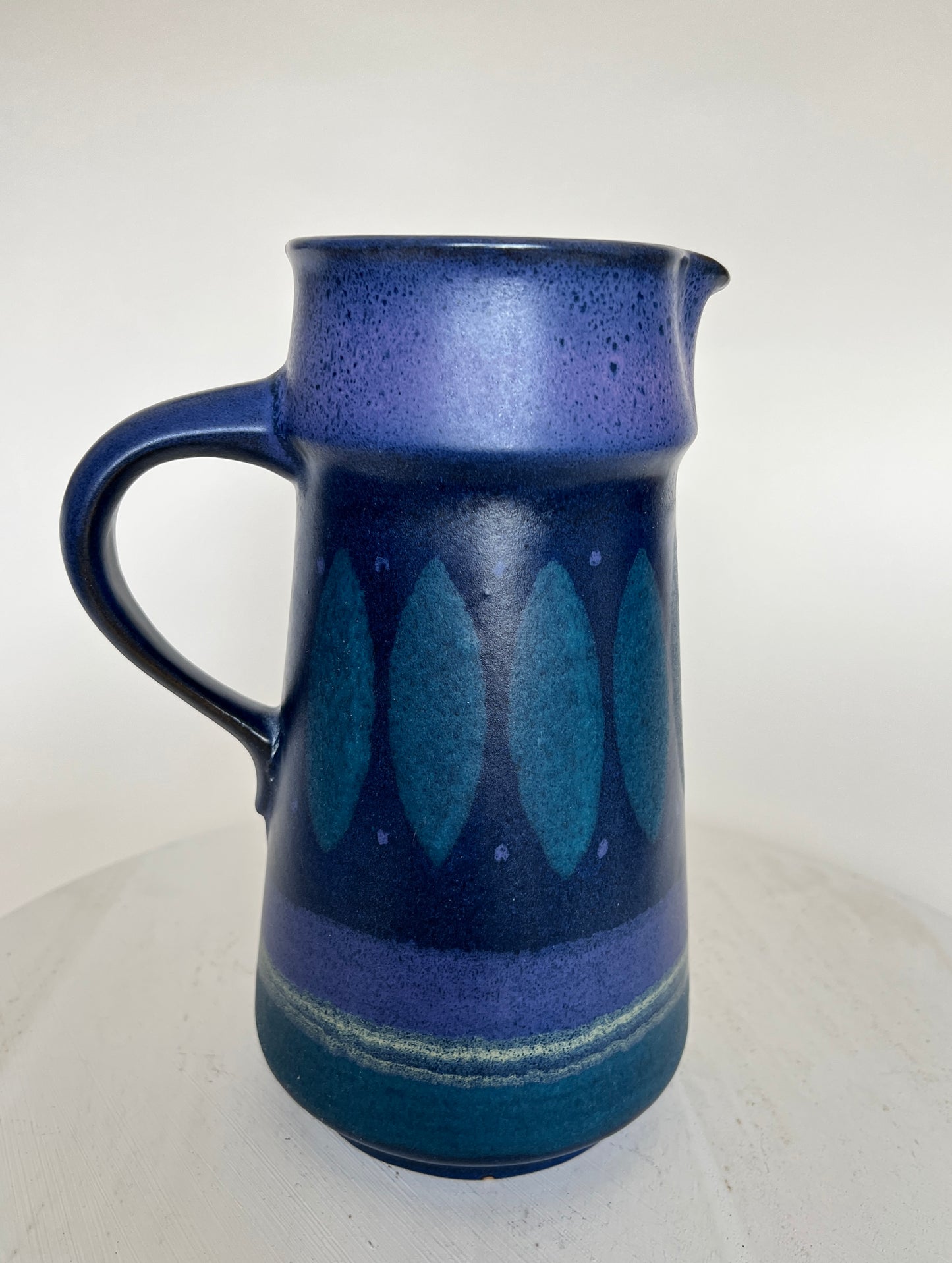 Vintage 70er KMK Kupfermühle Keramik Kanne Vase Krug Karaffe blau
