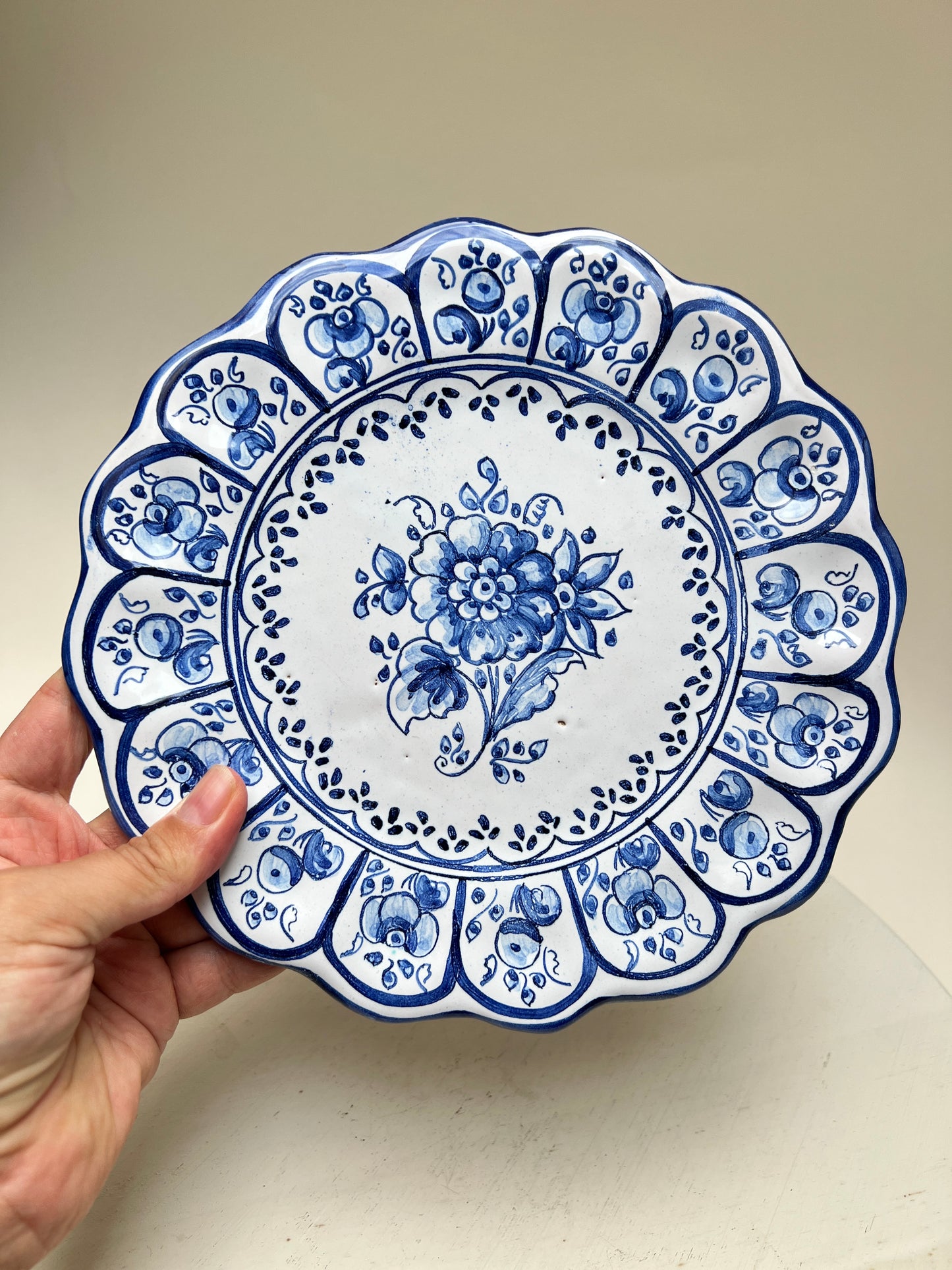 Blau weißer Talavera Wandteller mexikanische Keramik 21cm spanisches Geschirr