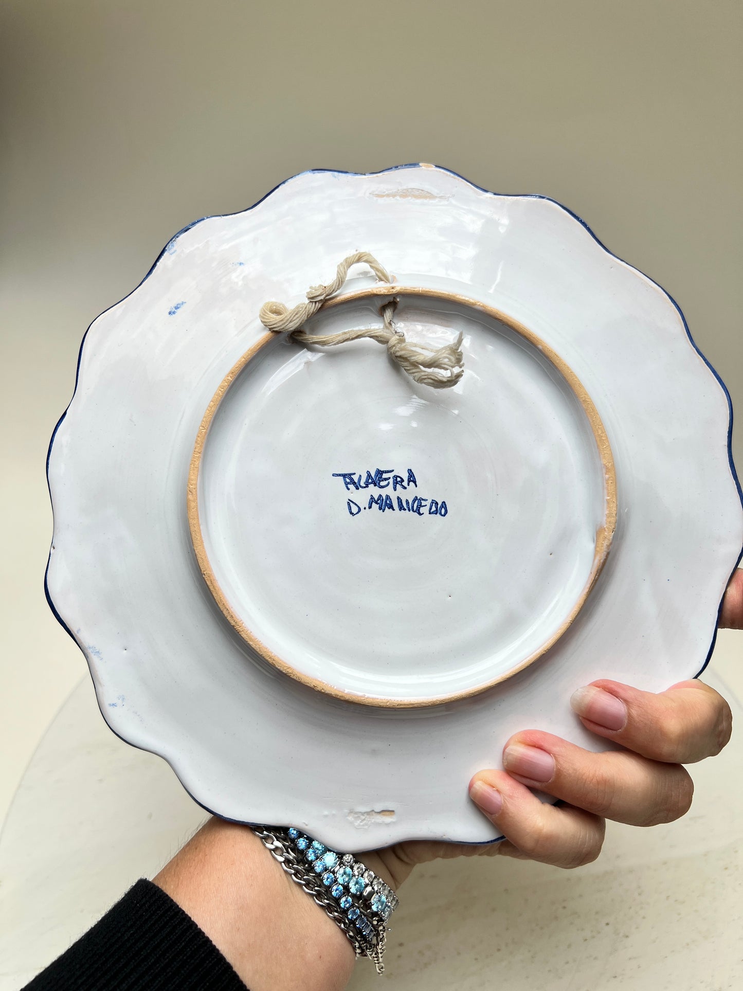Blau weißer Talavera Wandteller mexikanische Keramik 21cm spanisches Geschirr