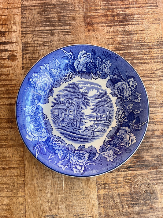 Vintage Anbietschale 19cm - british scenery royal England Geschirr - country style Woods Ware Underglaze Transferware