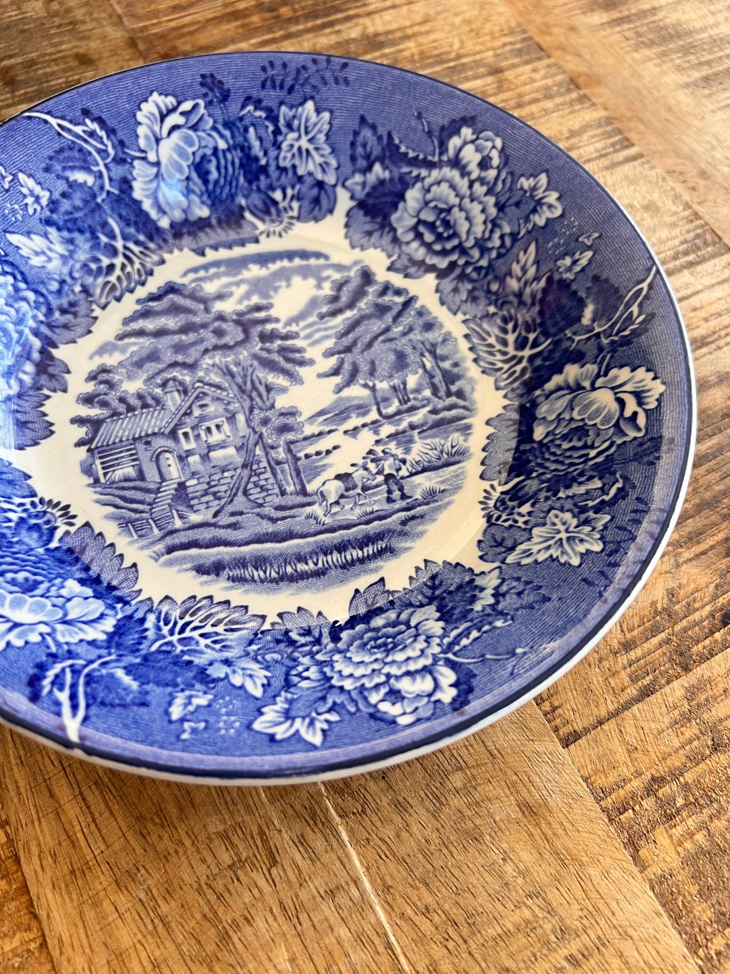Vintage Anbietschale 19cm - british scenery royal England Geschirr - country style Woods Ware Underglaze Transferware