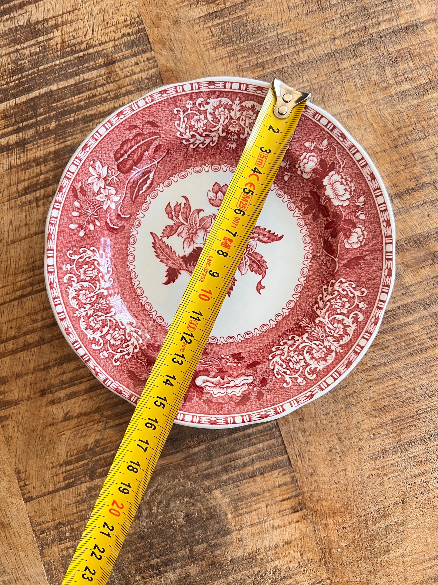 1x 15,5cm Ersatz Untertasse Vintage Spode „Pink Camilla“ Rote Transferware Englisches Porzellan