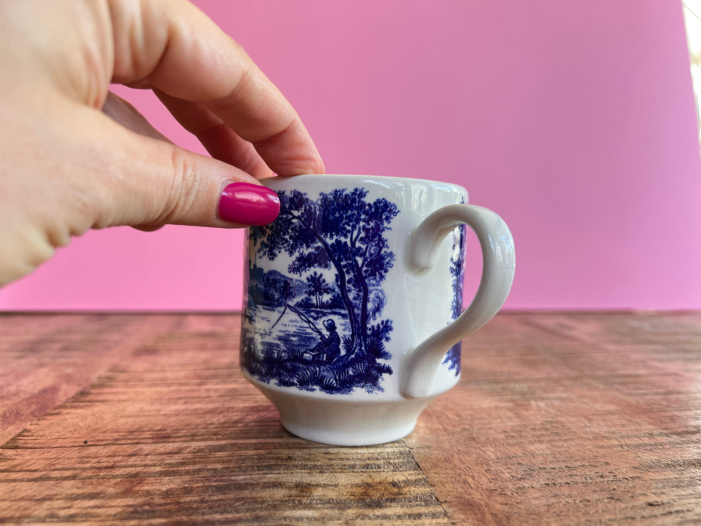 Vintage Milchkännchen Blue Transferware – Ironstone Broadhurst „English Scene“ – England – Blau Weiß – Sahnekännchen
