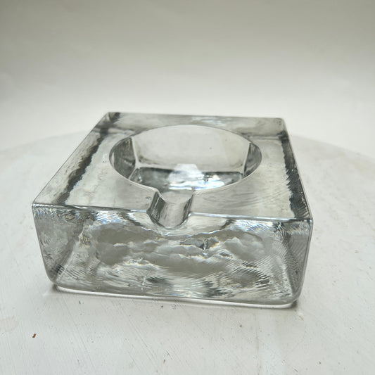 Massiver Vintage Eisglas Aschenbecher Mid Century 70er Jahre Brutalist Design